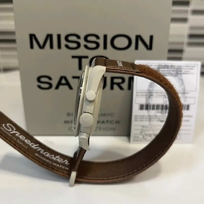 Omega x Swatch “Mission to Saturn” Beige Dial Men's Watch- S033T100